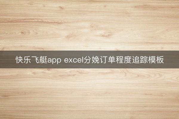 快乐飞艇app excel分娩订单程度追踪模板