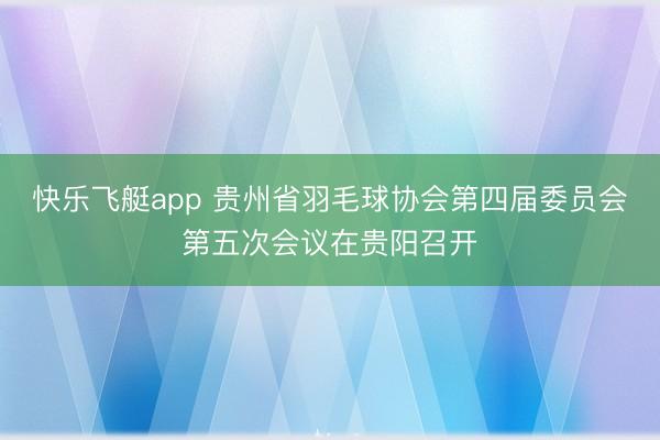 快乐飞艇app 贵州省羽毛球协会第四届委员会第五次会议在贵阳召开