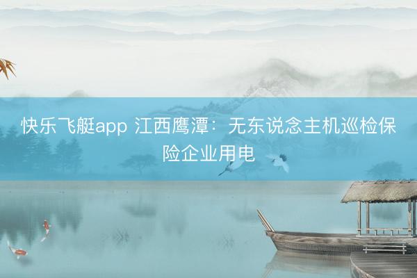 快乐飞艇app 江西鹰潭：无东说念主机巡检保险企业用电