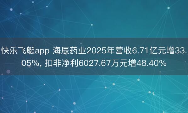 快乐飞艇app 海辰药业2025年营收6.71亿元增33.05%， 扣非净利6027.67万元增48.40%