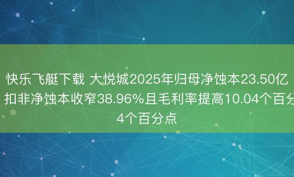 快乐飞艇下载 大悦城2025年归母净蚀本23.50亿元， 扣非净蚀本收窄38.96%且毛利率提高10.04个百分点