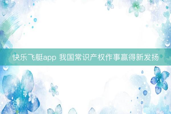 快乐飞艇app 我国常识产权作事赢得新发扬