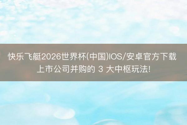 快乐飞艇2026世界杯(中国)IOS/安卓官方下载 上市公司并购的 3 大中枢玩法!